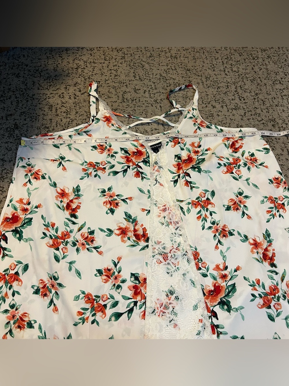 Torrid White & Orange Floral Georgette Lace Cami Size 2X - Picture 8 of 10
